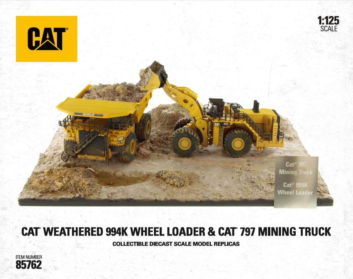 CAT 994K Wheel Loader ダイキャストモデル 1:125 Scale Weathered 994K Wheel Loader & CAT 797 Mining