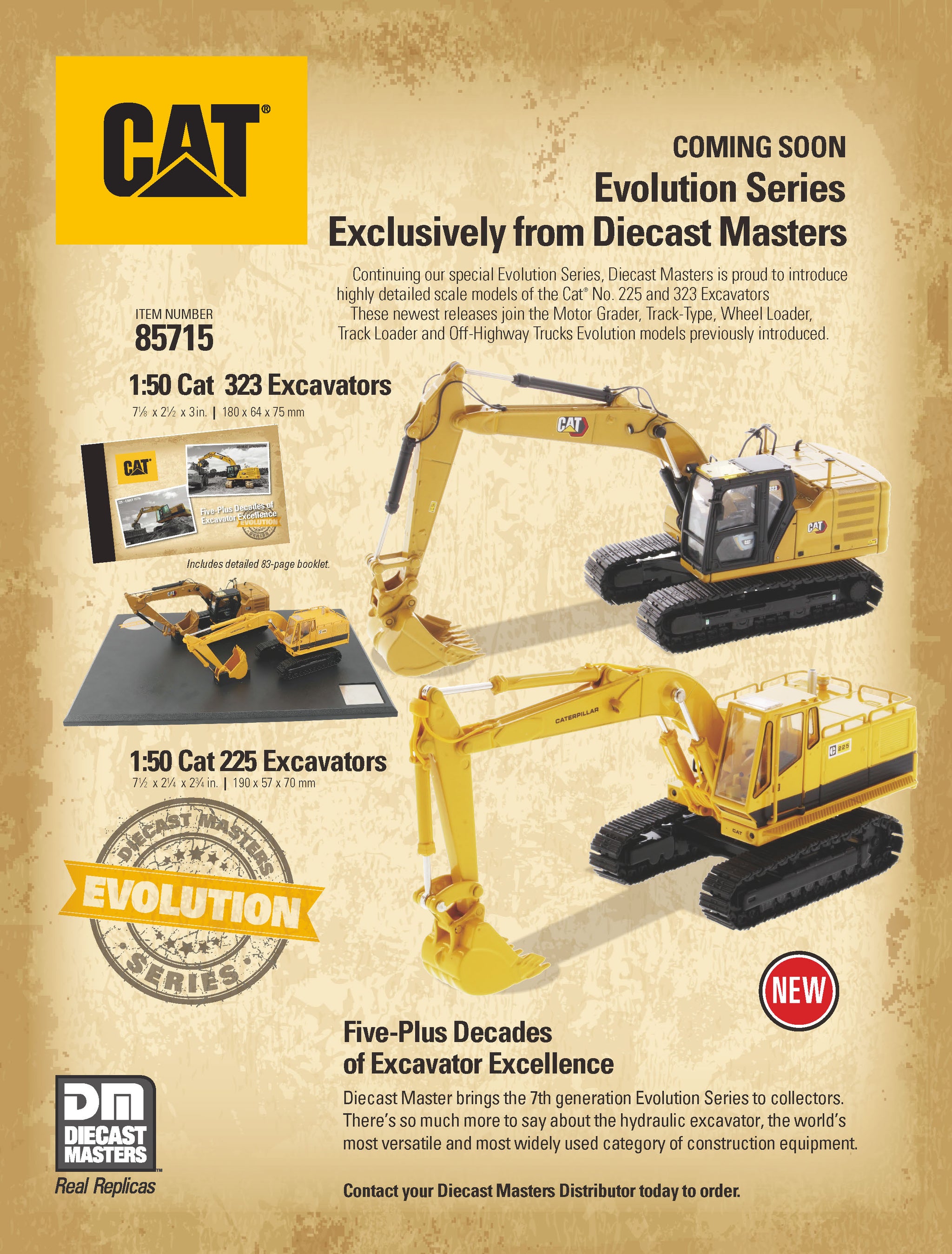 1:50 Cat 225 & 323 Excavator Evolution Series, 85715 – CATmodels