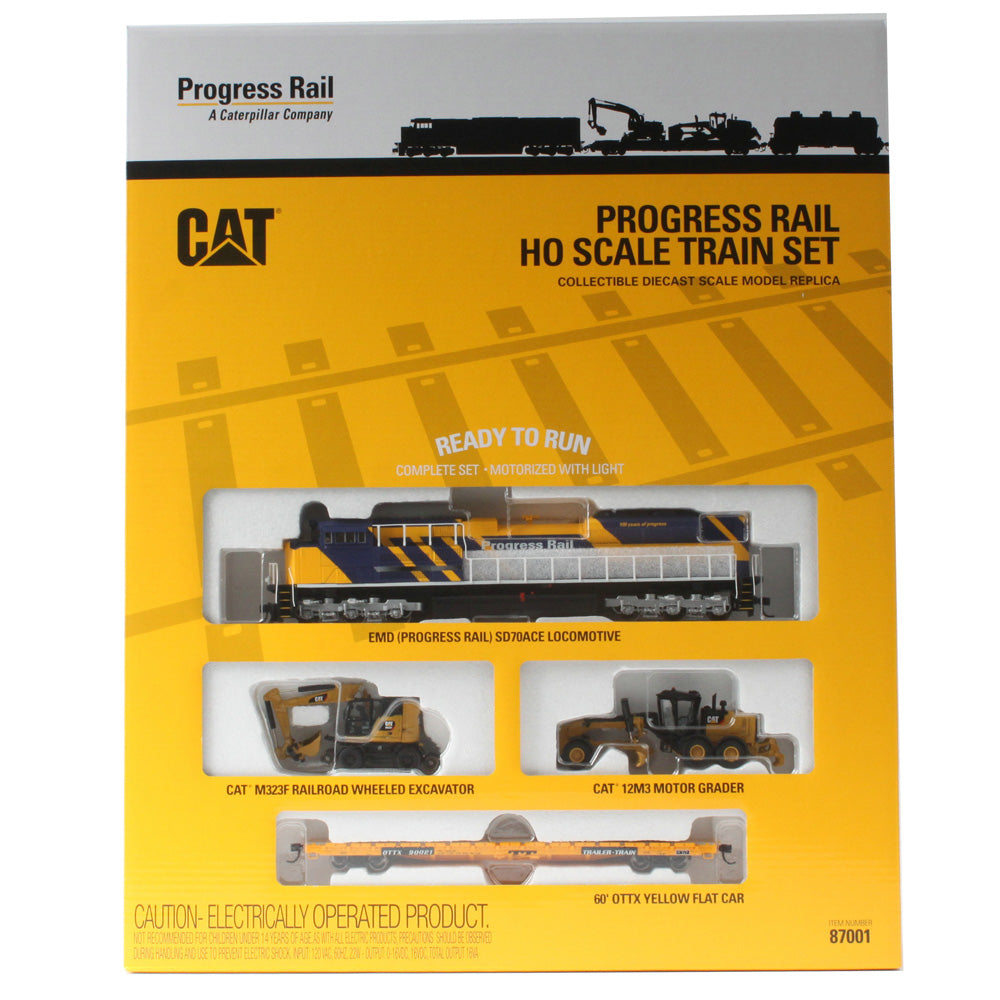 Cat Progressive Rails Caterpillar Progress Rail HO scale Train Set Collectible Diecast Scale ...